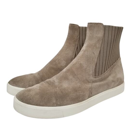 Vince Women's Coleman Taupe Tan Suede Chelsea Sneakers Size 10 - Picture 1 of 7